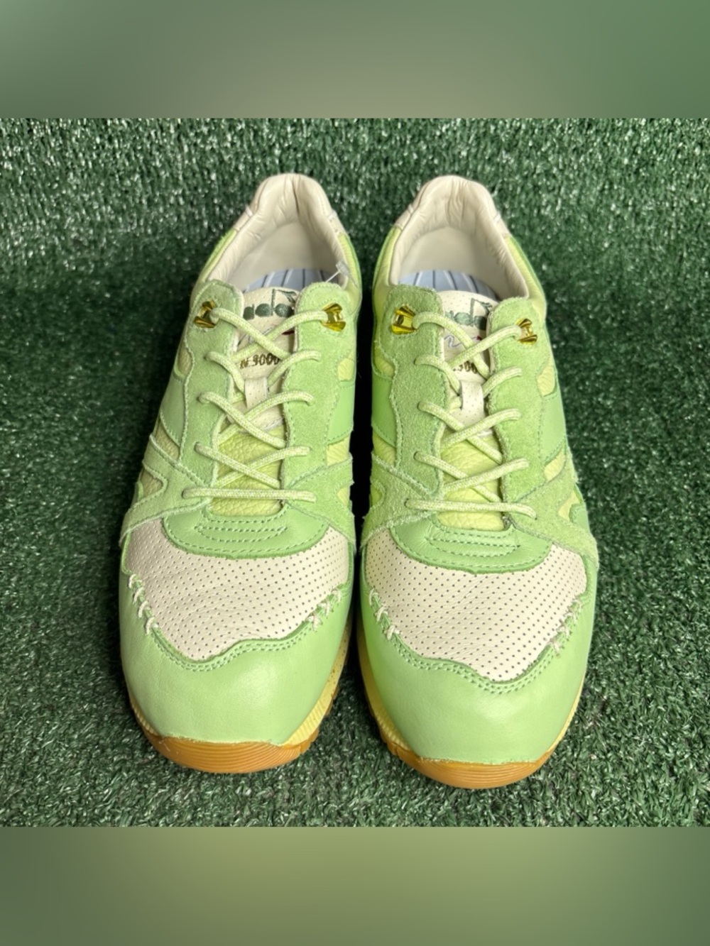 NEW diadora N9000 Ice Cream X Feature Perforated Lace Up Mens Green Shoes 9.5 - Picture 2 of 12
